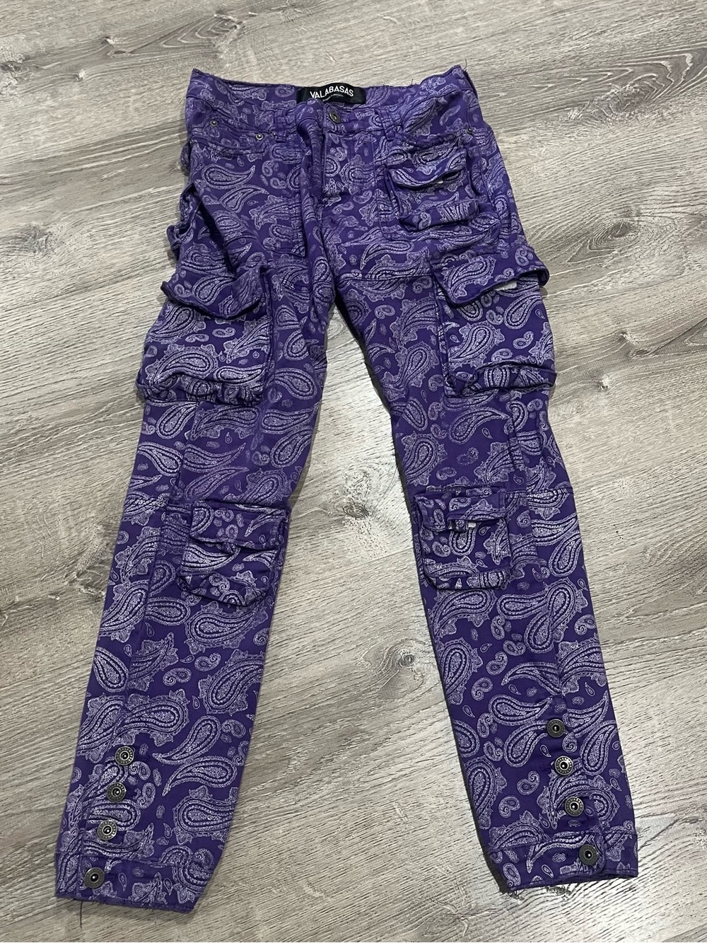 Valabasas Purple Paisley Cargo Pants - Men's Utility Style Streetwear